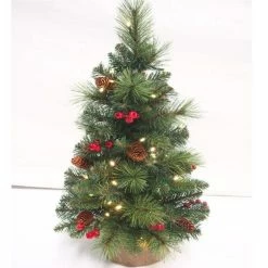 Cheap ❤️ Norfolk Leisure 2ft Pre-Lit Berries & Cones 🎁 Christmas Tree 😀
