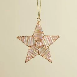 Budget 🎉 Dunelm Peach/Gold Beaded Hanging Star 🧨