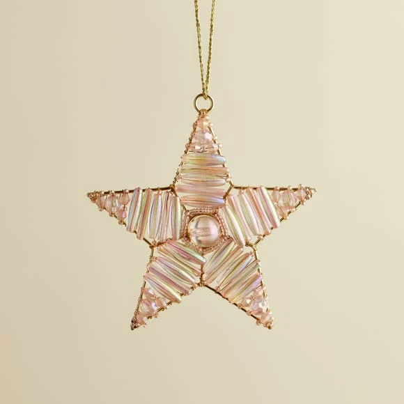Budget π Dunelm Peach/Gold Beaded Hanging Star π§¨