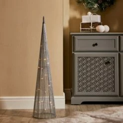 Best deal 🧨 Dunelm Light Up Silver Cone ✨