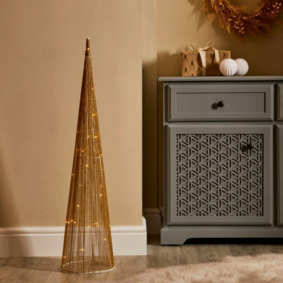 Cheap β€οΈ Dunelm Light Up Gold Cone π