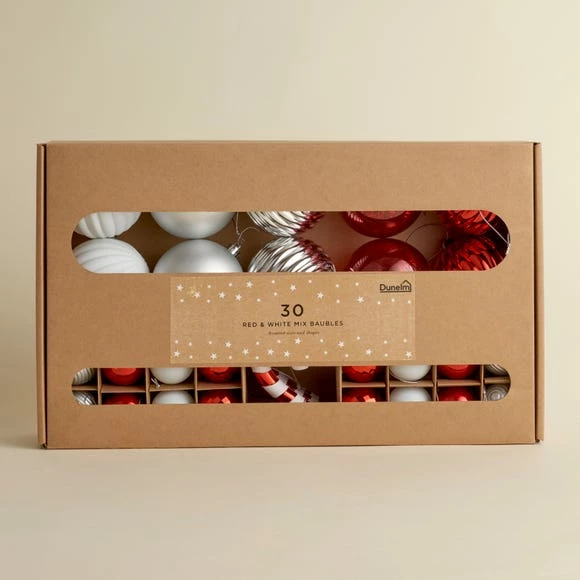 Brand new β Dunelm Set of 30 Red and White Mix Baubles π - Image 3