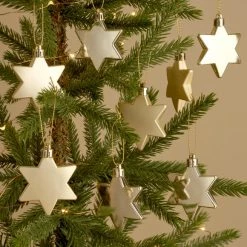 New ⭐ Dunelm Set of 8 Gold Star Baubles ✨