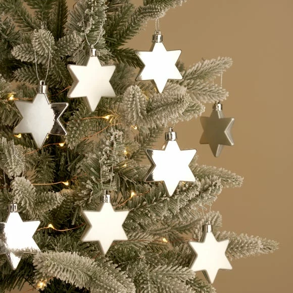 Discount π Dunelm Set of 8 Silver Star Baubles β€οΈ