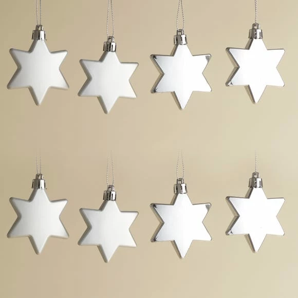 Discount π Dunelm Set of 8 Silver Star Baubles β€οΈ - Image 2
