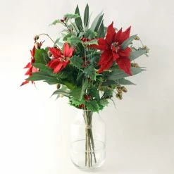 Coupon 😍 Dunelm Poinsetta Holly and Acorn Bouquet 🤩