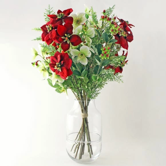 Hot Sale π Dunelm Poinsettia Hellebore and Foliage Bouquet π