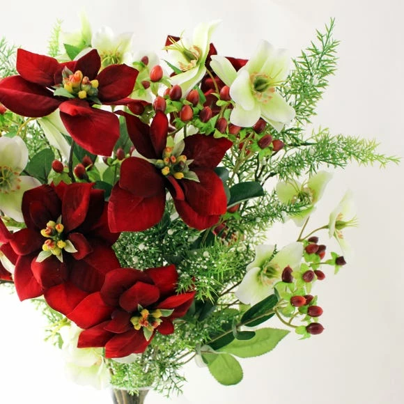 Hot Sale π Dunelm Poinsettia Hellebore and Foliage Bouquet π - Image 2