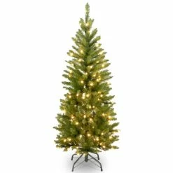 Cheapest 🥰 National Tree Company 7.5ft LED Kingswood Fir Pencil 🔔 Christmas Tree 🌟