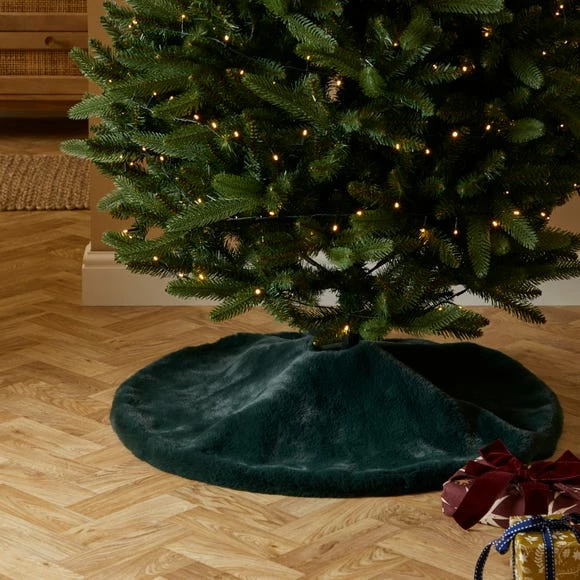 Buy π Dunelm Bottle Green Faux Fur Tree π Skirt 90cm π