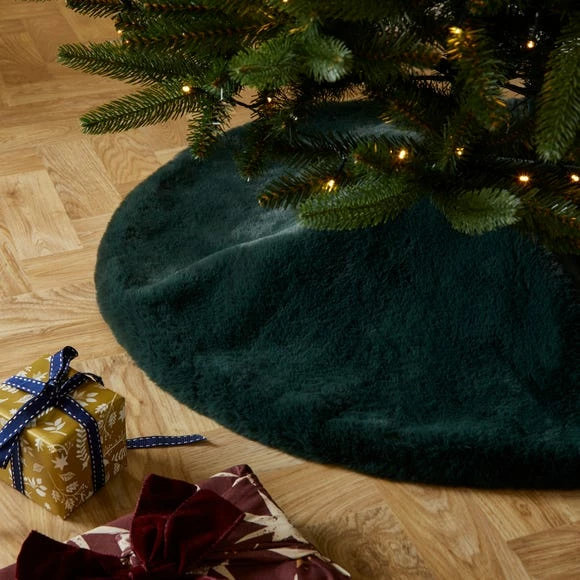 Buy π Dunelm Bottle Green Faux Fur Tree π Skirt 90cm π - Image 2