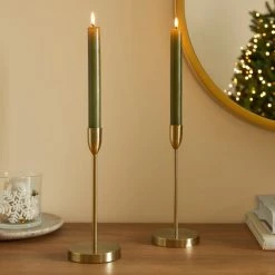 Outlet β Dunelm Set of 6 Green Dinner Candles π