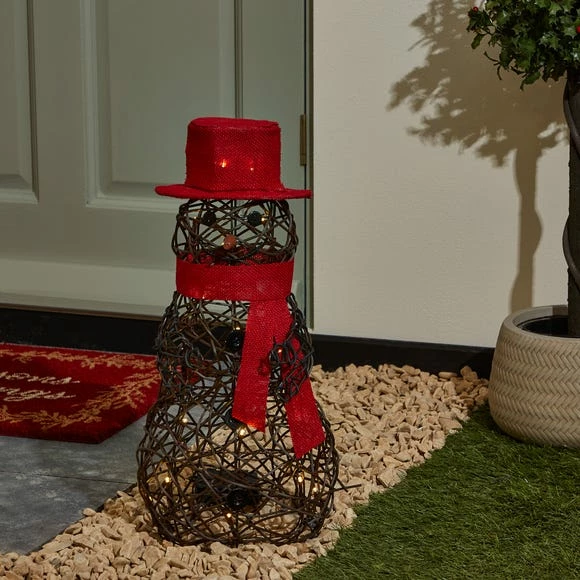 Outlet π Dunelm Light Up Natural Rattan Snowman π