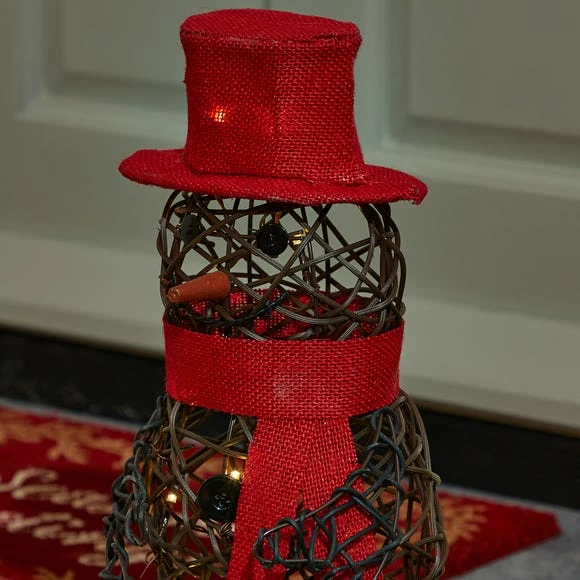 Outlet π Dunelm Light Up Natural Rattan Snowman π - Image 2