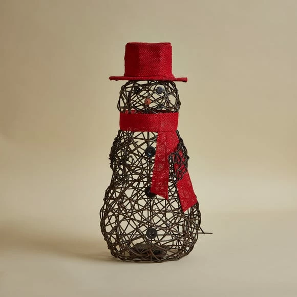 Outlet π Dunelm Light Up Natural Rattan Snowman π - Image 4