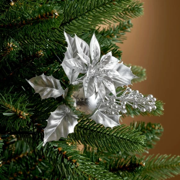 Flash Sale π Dunelm Silver Poinsettia Pick 20cm β¨