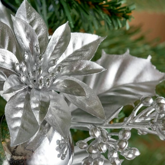 Flash Sale π Dunelm Silver Poinsettia Pick 20cm β¨ - Image 2