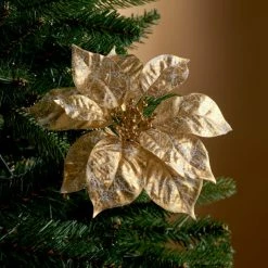 Deals π Dunelm Gold Poinsettia Clip π
