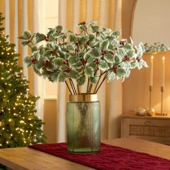 Discount 🧨 Dunelm Iced Holly Spray 62cm 🎁