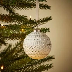 Promo 😍 Dunelm White Boho Glass Bauble ❤️