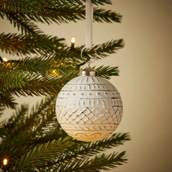 Promo π Dunelm White Boho Glass Bauble β€οΈ
