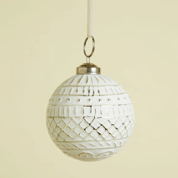 Promo π Dunelm White Boho Glass Bauble β€οΈ - Image 2