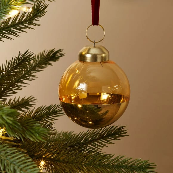 Discount 𧨠Dunelm Amber Dipped Glass Bauble π