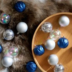 Best Sale π Dunelm Set of 25 Blue and Silver 60mm Baubles π