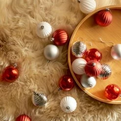 Best Sale 😀 Dunelm Set of 25 Red and White Baubles 🎉