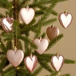 Brand new 😀 Dunelm Set of 8 Pink Heart Baubles 🥰