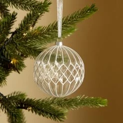Best Pirce ❤️ Dunelm White and Transparent Geometric Bauble 🔔