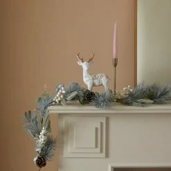 Promo 👍 Dunelm 5ft White and Green Snowy Garland ✨