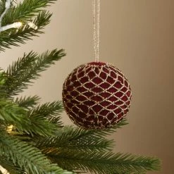 Hot Sale 😀 Dunelm Merlot Gold Bead Wrap Bauble 🌟