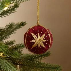 New 🤩 Dunelm Embroidered Star Merlot Bauble 🎉