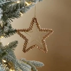 New 👏 Dunelm Wooden Bead Star Hanging Decoration ❤️