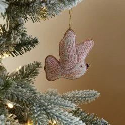 New 🔔 Dunelm Beaded Pink Bird Decoration 💯