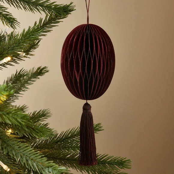 Deals π₯° Dunelm Merlot Honeycomb Tassel Paper Decoration π