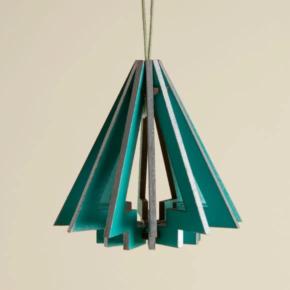 Brand new π Dunelm Wooden Geometric Teal Tree Decoration β - Image 3