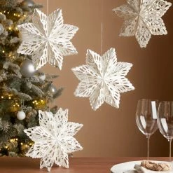 Top 10 ✨ Dunelm Set of 4 23cm Silver and White Paper Snowflakes 🔥