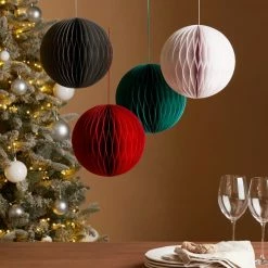 Best Pirce 😀 Dunelm Set of 4 Round Scandi Paper Hanging Decorations ⌛