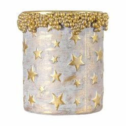 Cheapest ⌛ Festive Frosty Gold Star Candle Holder 🔔