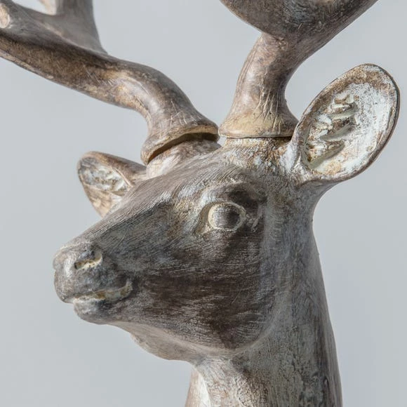 Best Sale ๐ Wintery Grey Wash Standing Stag Ornament โค๏ธ - Image 2