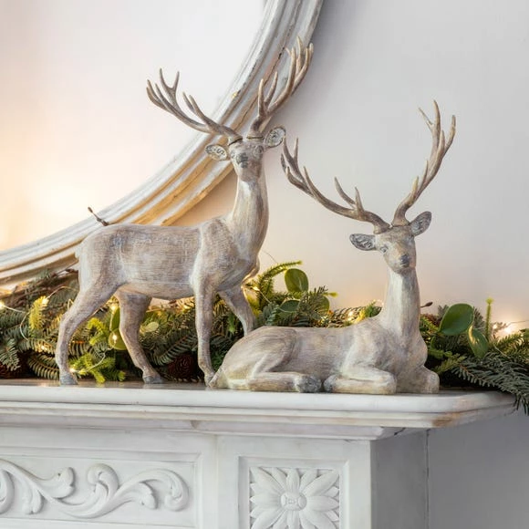 Best Sale ๐ Wintery Grey Wash Standing Stag Ornament โค๏ธ - Image 3