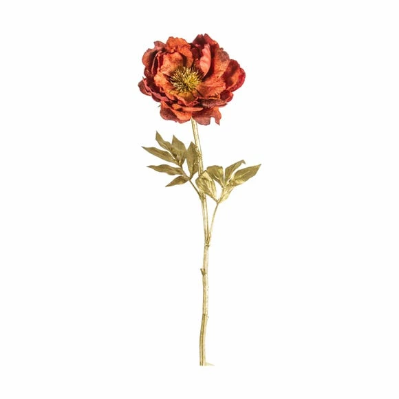 Cheap π Pack of 3 Festive Red Faux Peony with Gold Stem π₯°