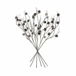 New 👍 Pack of 6 Frosted Rustic Pine Stem 🧨